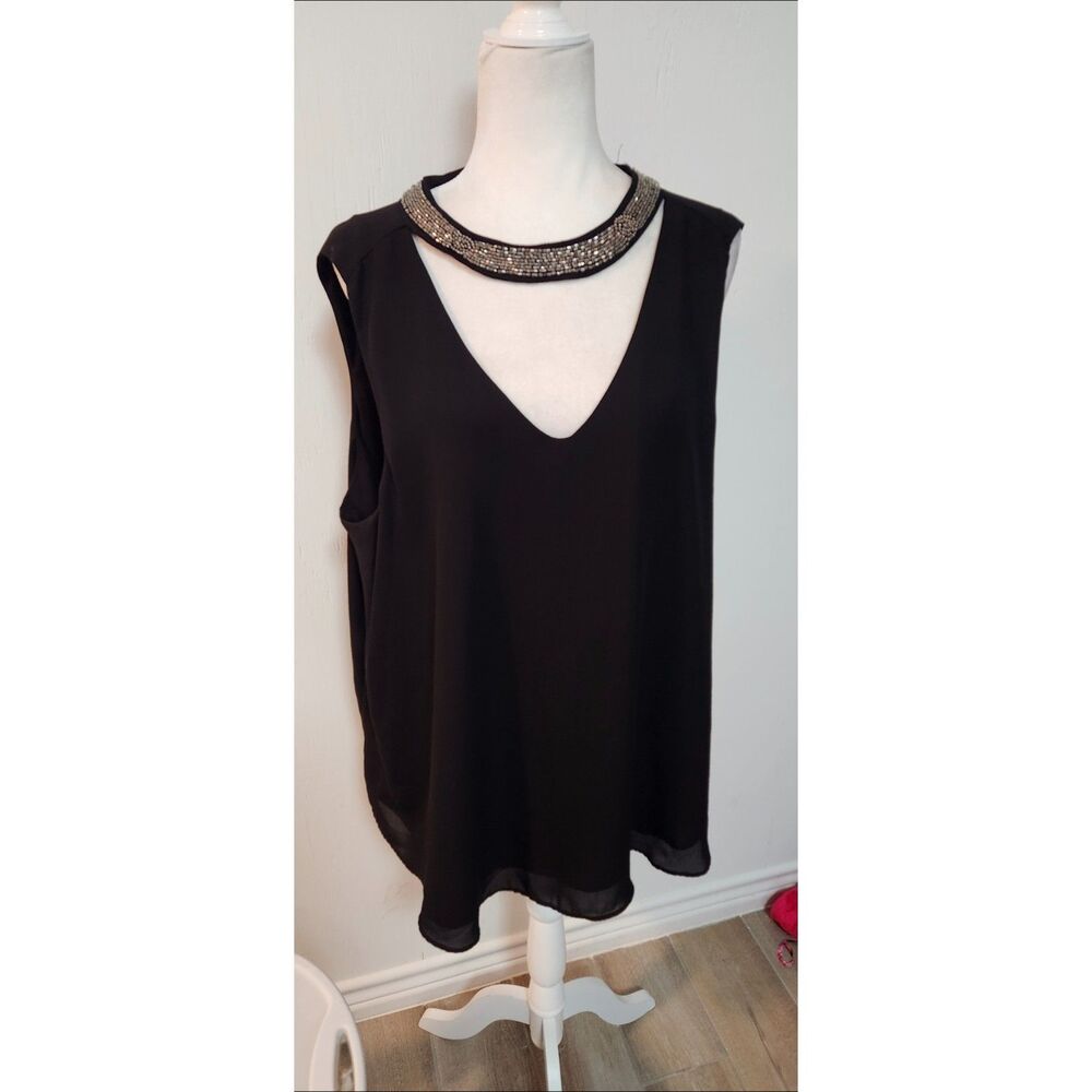TORRID TUNIC BLACK SLEEVELESS POLYESTER SIZE 1X (1X)
